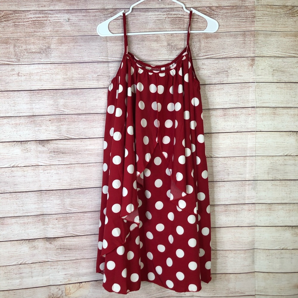 Dressfo Polka Dot Draped Layer Dress‎ Sz6